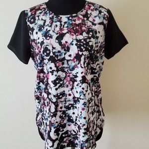 Charlie Jade Contrast Sleeve Floral Blouse Top Shirt